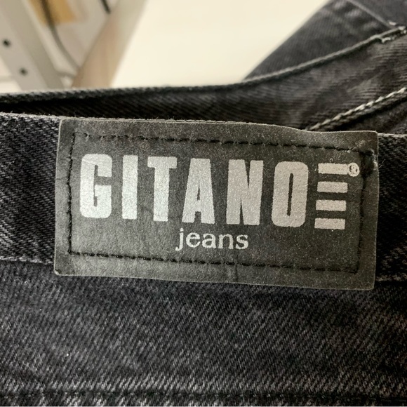 Vintage 80s Gitano Black Denim Jeans High Waist Tapered Leg 12 Petite 31"x29" - Picture 10 of 12